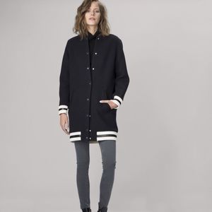 Maje Kelly long wool Varsity coat